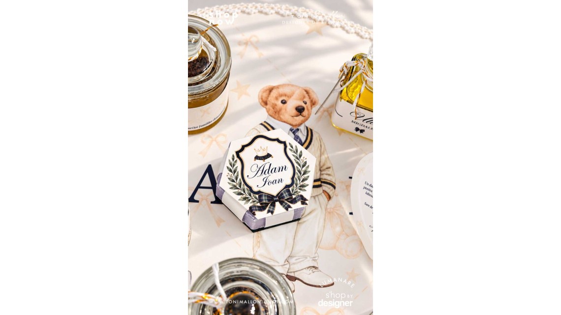 Set Prima Băiță după Botez Băiat – Paddington Bear London, stil Ralph Lauren 7